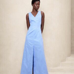 NWT LINEN-BLEND SEAM BODICE MAXI DRESS